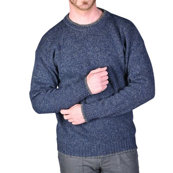 Woolrich Rugged Crewneck Sweater Wool Ash Navy Blue - Picture 1 of 11